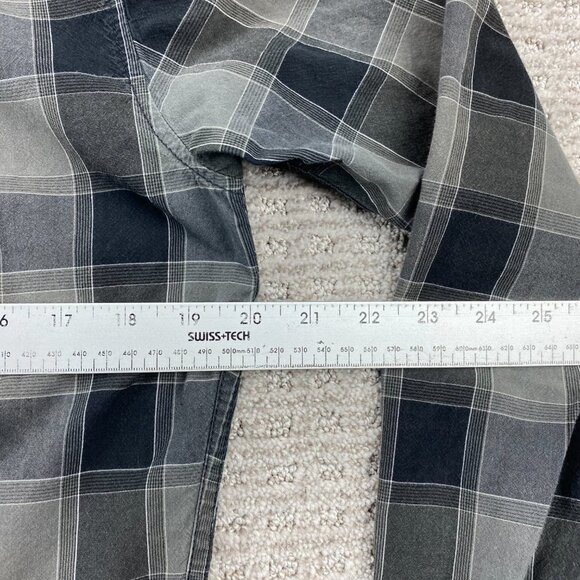 QUIKSILVER Shirt Men Small S Black Gray Plaid Button Up Long Sleeve Polo Preppy - Picture 8 of 9